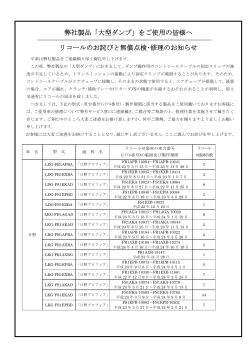 弊社製品「大型ダンプ」をご使用の皆様へ リコールの