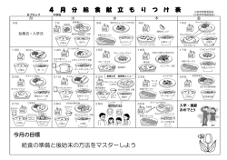 給食の準備と後始末の方法をマスターしよう 4 月 分 給 食 献 立 も り つ け