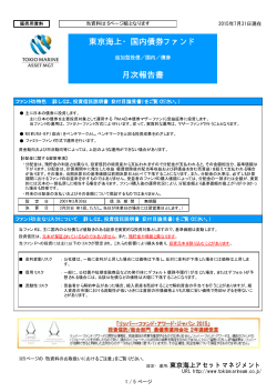 東京海上・国内債券ファンド 月次報告書 - 東京海上アセットマネジメント