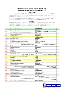 Michelin Green Guide Japon 改訂第 4 版 新掲載地・評価