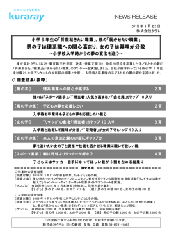 NEWS RELEASE 男の子は理系職への関心高まり、女の子は