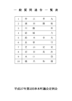 第2回定例会一般質問通告一覧表