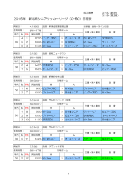 2015年 新潟県シニアサッカーリーグ（O-50）日程表