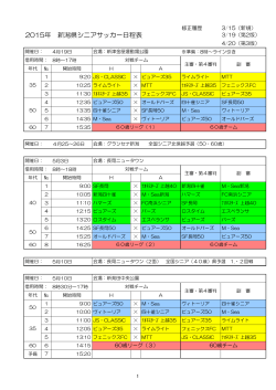 2015年 新潟県シニアサッカー日程表
