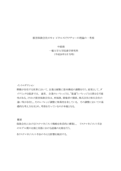 損害保険会社のキャピタルストラクチャーの理論の一考察