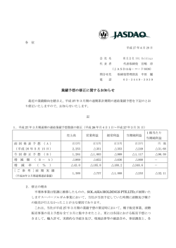 業績予想の修正に関するお知らせ