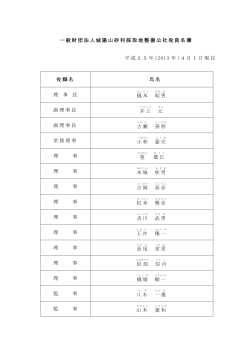一般 一般財団法人城陽山砂利採取地整備公社役員名簿 財団法人城陽