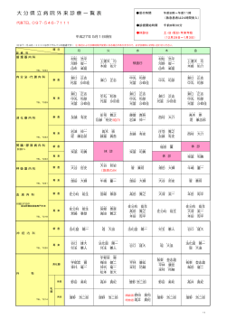 大 分 県 立 病 院 外 来 診 療 一 覧 表