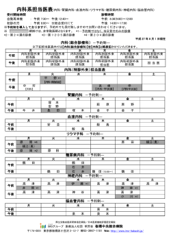 内科（総合診療科） －予約制― 内科（特診外来