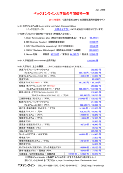ベックオンライン大学版の年間価格一覧