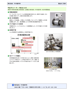 株式会社 竹中製作所 製品のご紹介 質量流量測定 高い計測信頼性 ガス