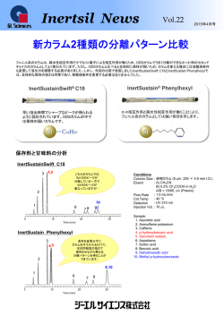 Inertsil News Vol.22 2015年4月号 新カラム2種類の分離パターン比較