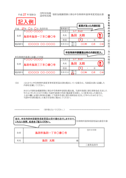 寄附金税額控除に係る申告特例申請事項変更届出書(記入例)
