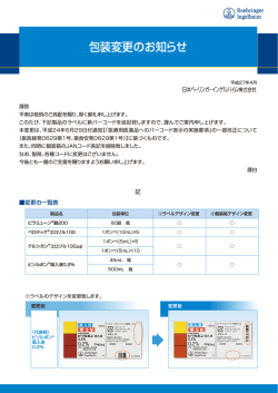 包装変更のお知らせ - 医療用医薬品基本情報