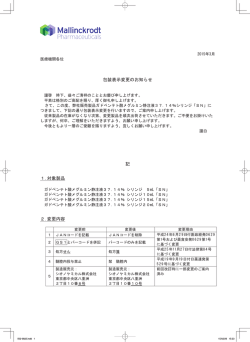 包装表示変更のご案内 - マリンクロットジャパン｜Mallinckrodt Japan