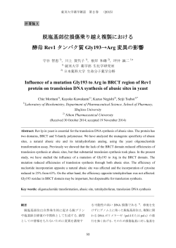 脱塩基部位損傷乗り越え複製における 酵母 Rev1 タンパク質 Gly193