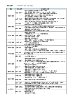 募集分野 (平成27年4月1日現在)