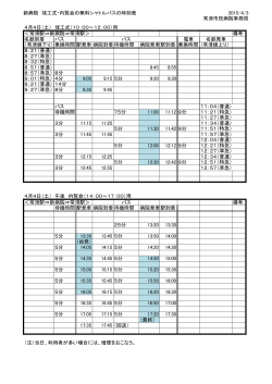 新病院 竣工式・内覧会の無料シャトルバスの時刻表 2015/4/3 常滑市民