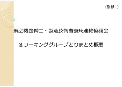 航空機整備士・製造技術者養成連絡協議会 各ワーキンググループ
