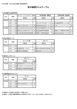 前日練習タイムテーブル - 2015滋賀 びわこ総文｜第39回全国高等学校