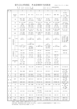 愛生会山科病院 外来診療担当医師表 （平成 27 年 5 月 1 日 現在）