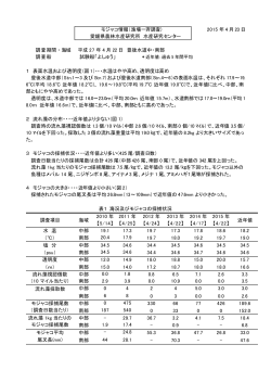 モジャコ情報（漁場一斉調査） 2015 年 4 月 23 日 愛媛県農林水産研究