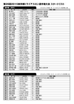 スタートリスト - 東京都トライアスロン連合