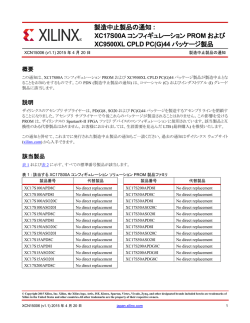 製造中止製品の通知 : XC17S00A コンフィギュレーション PROM