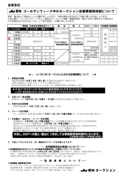 ゴールデンウィーク中のオークション会場事務局体制について