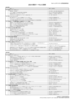 講演者・テーマまとめ - 光産業技術振興協会