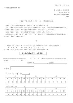 ベースボールシャツ案内 - 愛知県中学生軟式野球連盟