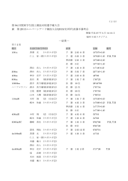 第94回 関東学生陸上競技対校選手権大会 競技結果一覧