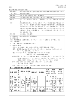 表1 試験区の構成と耕種概要 品種 処理 面 積 a 除草剤 1 除草剤 2 除草