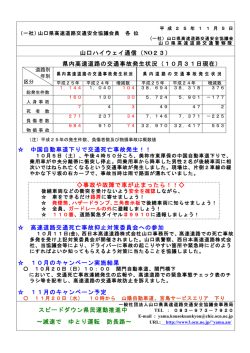 山口ハイウェイ通信（NO23） 県内高速道路の交通事故発生状況（10月