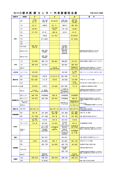 外来診療担当表 - 栃木医療センター