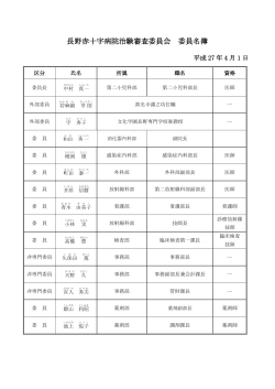 4月1日 長野赤十字病院治験審査委員会 委員名簿