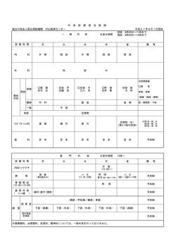 独立行政法人国立病院機構 村山医療センタ－ 平成27年6月1日現在