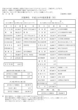 天祖神社 平成26年度決算書（写）