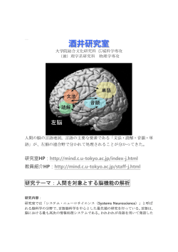 研究テーマ：人間を対象とする脳機能の解析 - 新井研究室