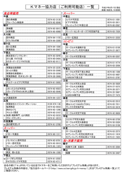 Kマネー協力店（ご利用可能店）一覧
