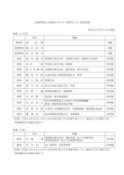 公益財団法人若狭湾エネルギー研究センター役員名簿 平成27年5月19