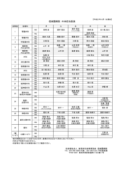 信楽園病院外来担当医表 （平成27年6月1日 現在）