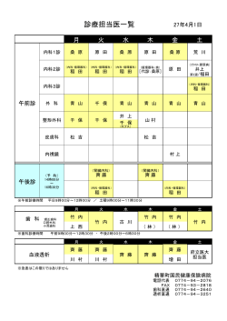 診療担当医一覧 27年4月1日