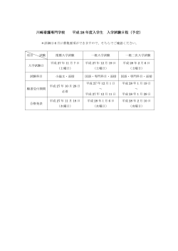 川崎看護専門学校 平成 28 年度入学生 入学試験日程（予定）