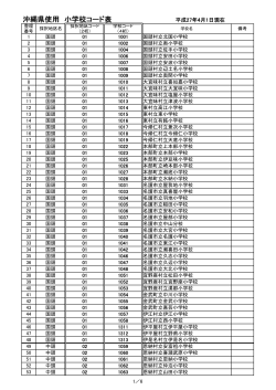 沖縄県使用 小学校コード表 平成27年4月1日現在