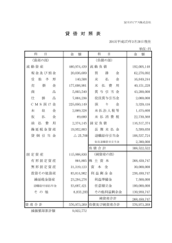 貸 借 対 照 表 - 安川オビアス株式会社