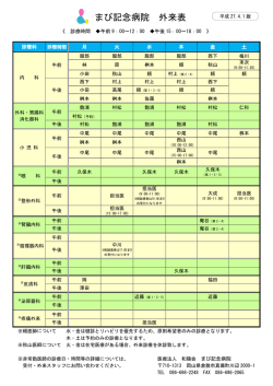 まび記念病院 外来表