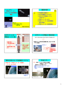 講演内容 化学ロケットの 問題点（コスト高） 燃料を使わない宇宙輸送