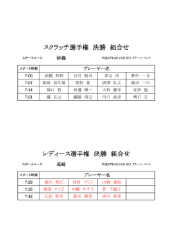 レディース選手権 決勝 組合せ スクラッチ選手権 決勝 組合せ