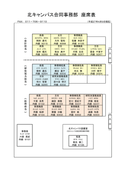 北キャンパス合同事務部 座席表